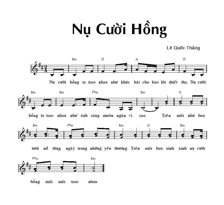 Sheet nhạc Nụ Cười Hồng